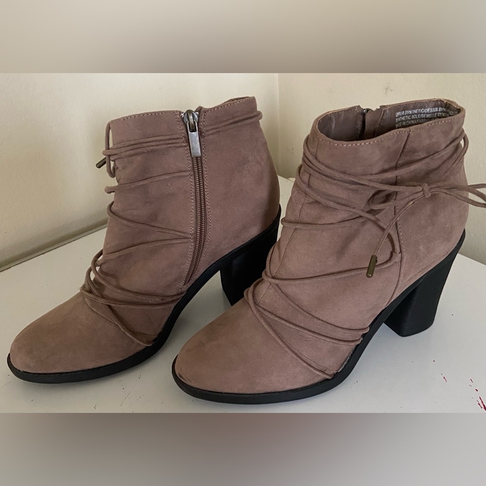 Brown high heel booties